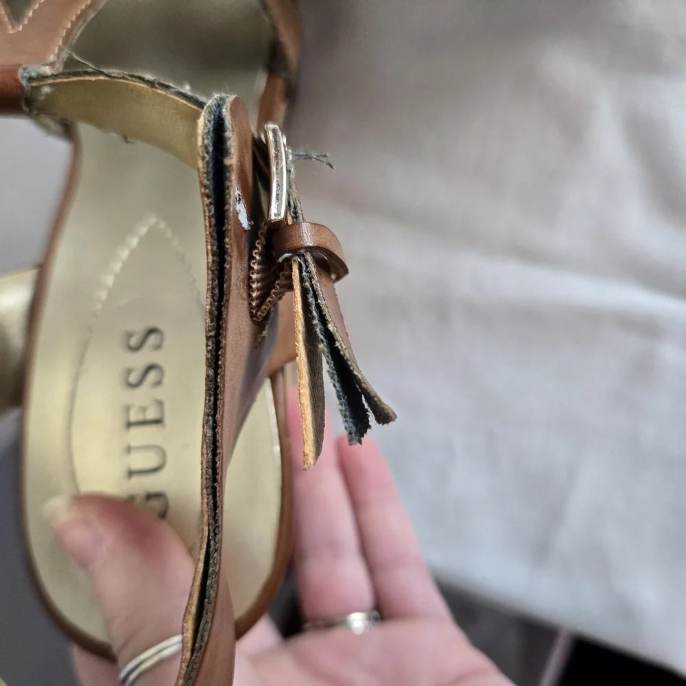 GUESS Brown Strappy Women's Wedges